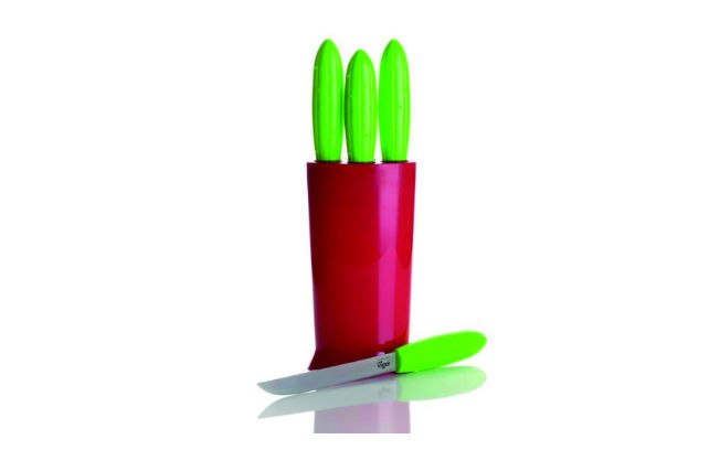 Conjunto de facas Cactus. São quatro peças equipadas com lâminas de aço inox. Disponível na Loopday por R$ 179,90