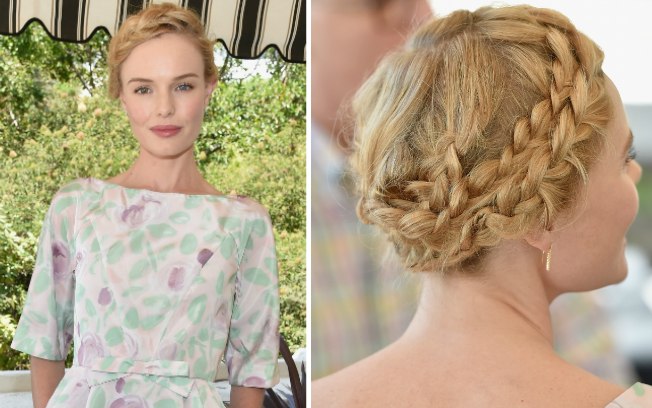 Com diversas tranças rodeando a cabeça, Kate Bosworth mostra toda a elegância que a criatividade com esse penteado pode render