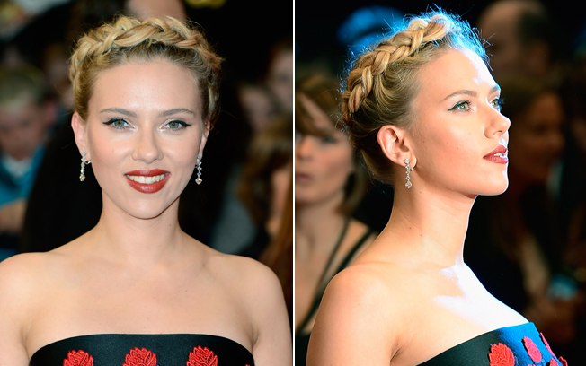 Scarlett Johansson foi ao tapete vermelho com uma coroa feita de tranças