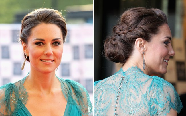 No penteado de Kate Middleton a trança também é um pequeno adorno