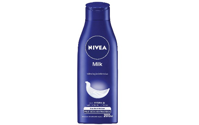Milk Hidratação Intensiva (Nivea): contém óleo de amêndoas e um componente que ajuda o organismo a estimular a hidratação natural da pele. R$ 7,20 (200 ml) R$ 11,20 (400 ml)