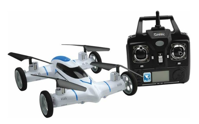 O Drone Skyroad é drone e carro em um só: realiza manobras radicais no ar e no solo. De Candide (R$ 500)