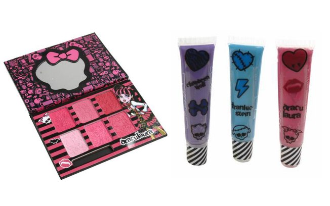 Linha de maquiagem Monster High para as pequenas se divertirem. De Candide (R$ 90 o kit)